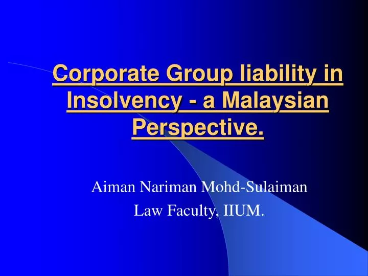 corporate group liability in insolvency a malaysian perspective