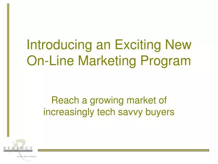 introducing an exciting new on line marketing program