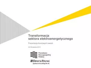 transformacja sektora elektroenergetycznego prezentacja kluczowych kwestii