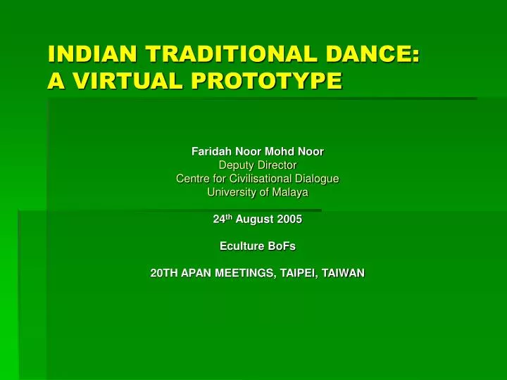 indian traditional dance a virtual prototype
