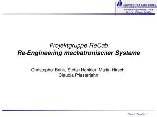 projektgruppe recab re engineering mechatronischer systeme