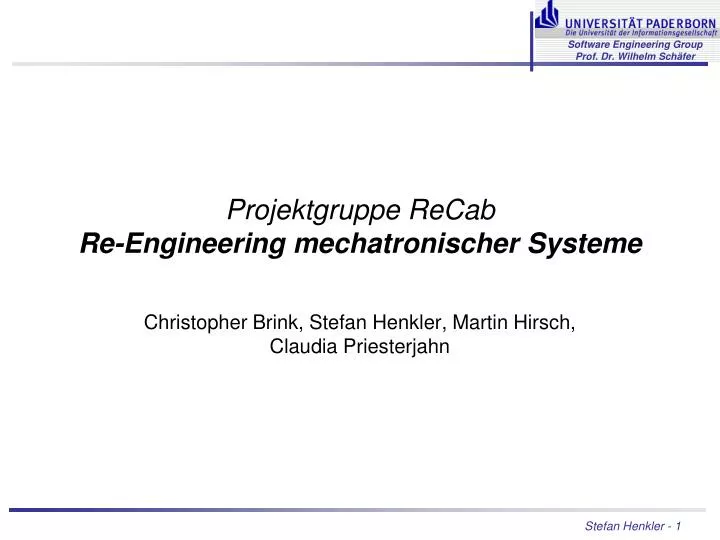 projektgruppe recab re engineering mechatronischer systeme