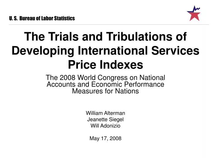 the trials and tribulations of developing international services price indexes