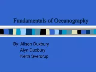 Fundamentals of Oceanography