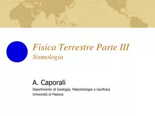 fisica terrestre parte iii sismologia