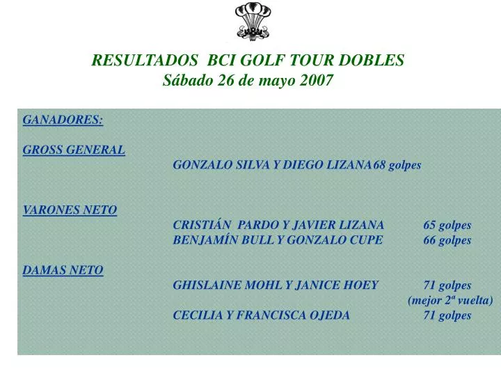 resultados bci golf tour dobles s bado 26 de mayo 2007