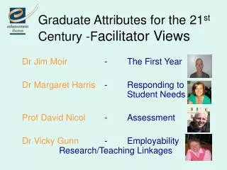 Graduate Attributes for the 21 st Century -F acilitator Views