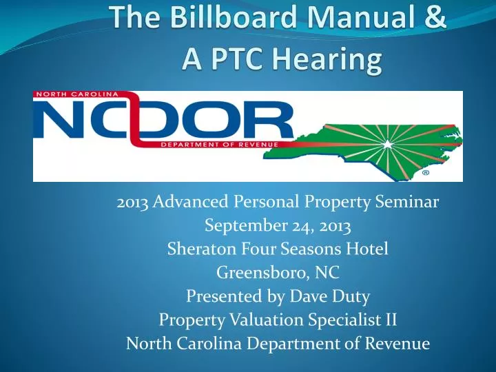 the billboard manual a ptc hearing