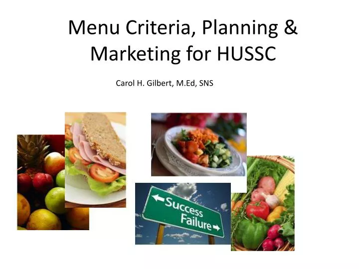 menu criteria planning marketing for hussc