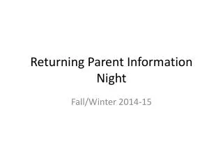Returning Parent Information Night