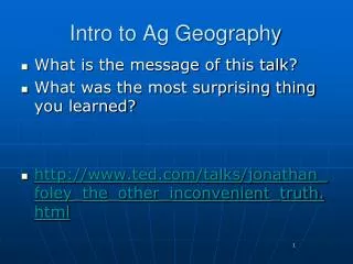 Intro to Ag Geography