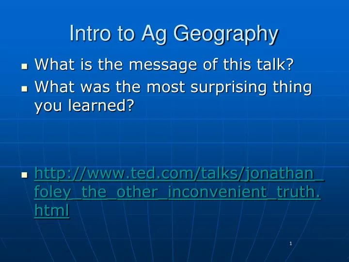 intro to ag geography