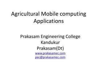 Agricultural Mobile computing Applications