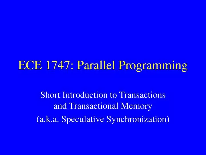 ece 1747 parallel programming