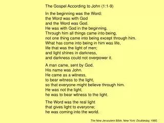 The Gospel According to John (1:1-9)