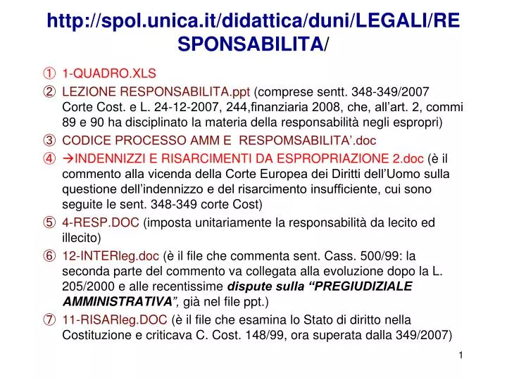 http spol unica it didattica duni legali responsabilita