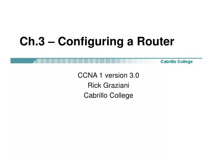 ch 3 configuring a router