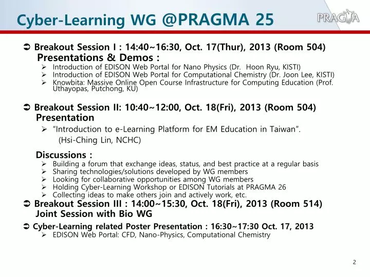 cyber learning wg @pragma 25