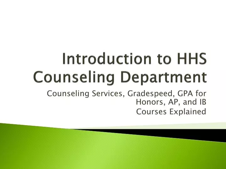 introduction to hhs counseling department