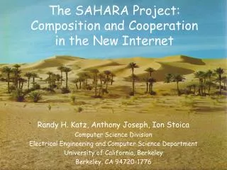 The SAHARA Project: Composition and Cooperation in the New Internet