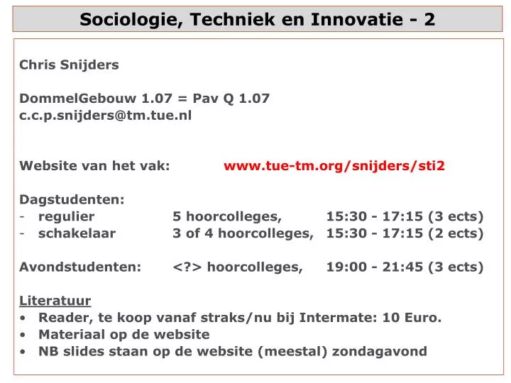 sociologie techniek en innovatie 2