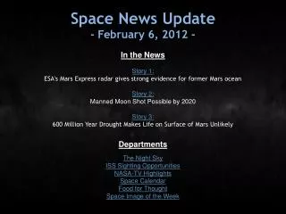 Space News Update - February 6, 2012 -