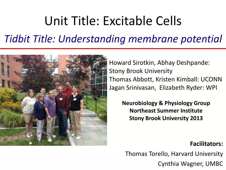 unit title excitable cells tidbit title understanding membrane potentia l