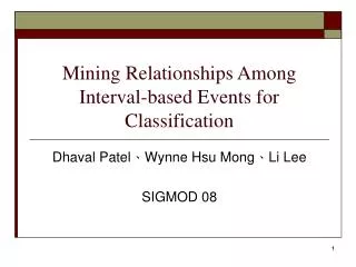 Mining Relationships Among Interval-based Events for Classification