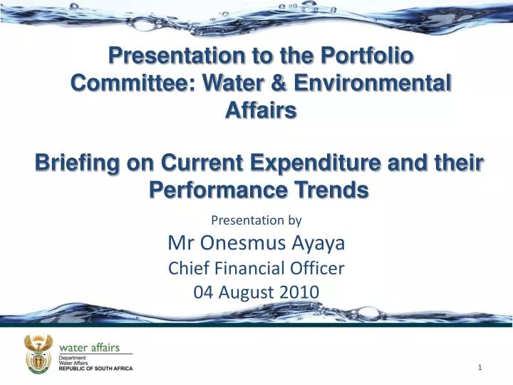 presentation to the portfolio committee water environmental affairs