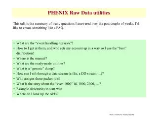 PHENIX Raw Data utilities