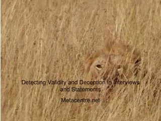 Detecting Validity and Deception in Interviews and Statements Metacentre