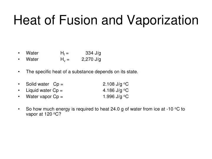 vaporization of water equation