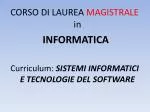 CORSO DI LAUREA MAGISTRALE in INFORMATICA - slide 1