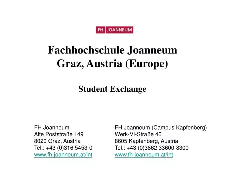 fachhochschule joanneum graz austria europe student exchange