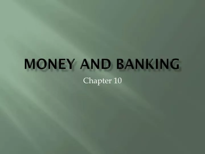 money and banking