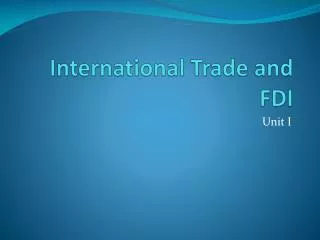 International Trade and FDI