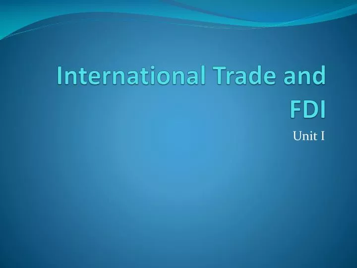 international trade and fdi