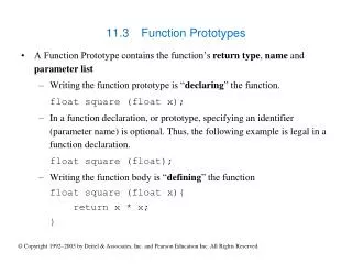11.3 	Function Prototypes