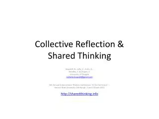 Collective Reflection &amp; Shared Thinking