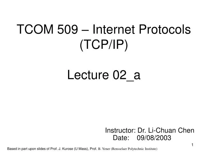 tcom 509 internet protocols tcp ip lecture 02 a