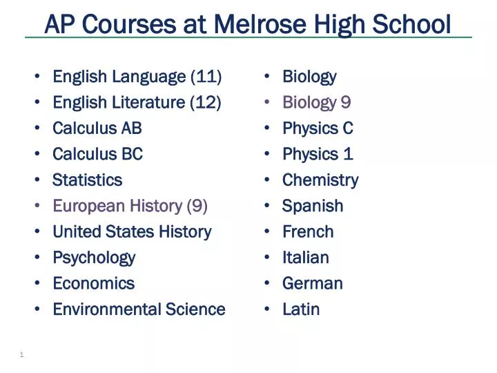 ap courses at melrose high school