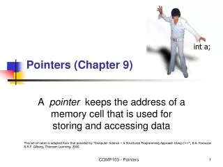 Pointers (Chapter 9)