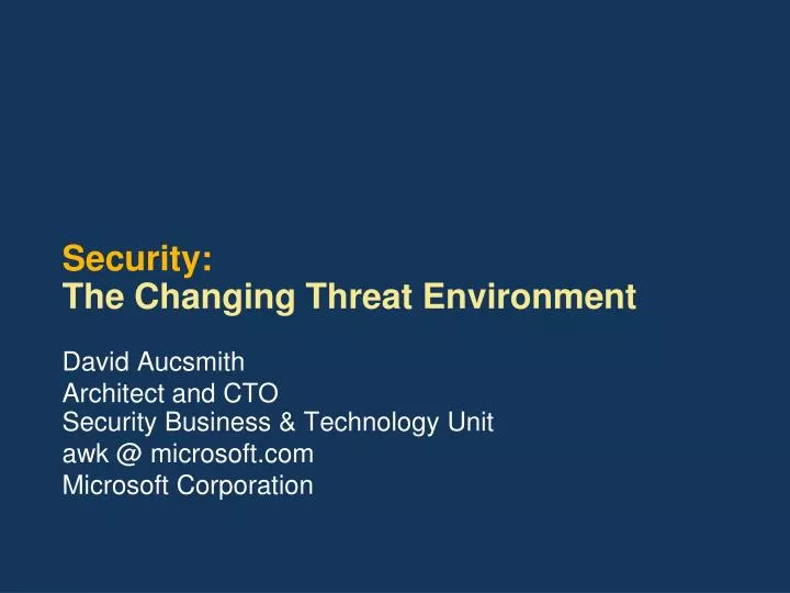 security the changing threat environment