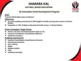 HAMARA KAL LIFE SKILL BASED EDUCATION An Innovative Youth Development Program