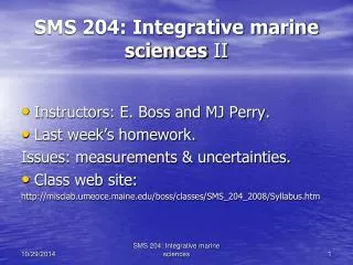 SMS 204: Integrative marine sciences II