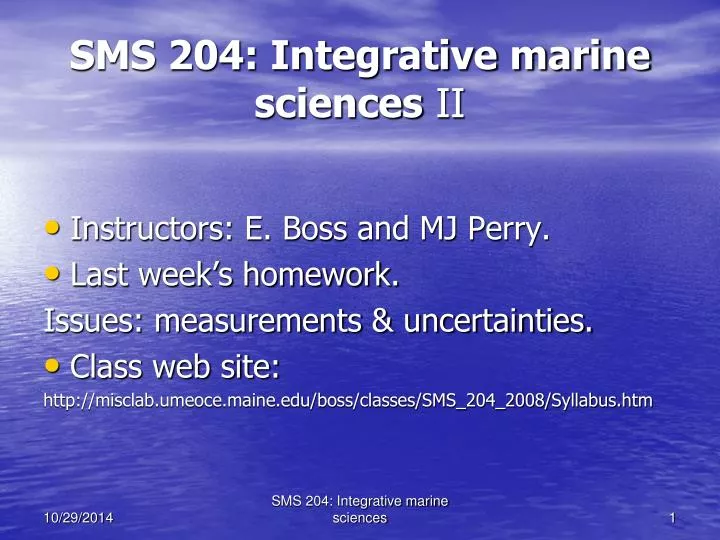 sms 204 integrative marine sciences ii