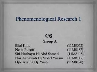 Phenomenological Research 1