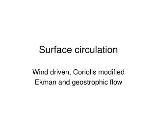 Surface circulation