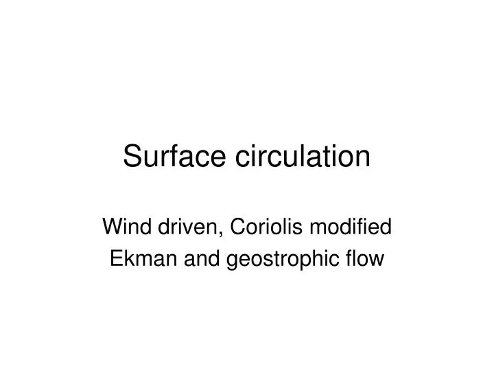 surface circulation