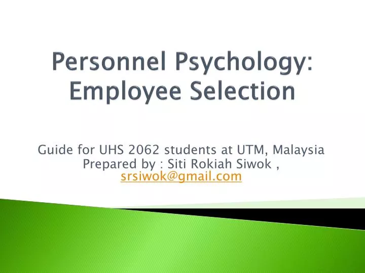 personnel psychology employee selection